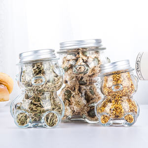 小さなクマの形をしたミニクリア空の食品グレードのガラスキャンディジャークッキー収納ボトル - Product Image 3