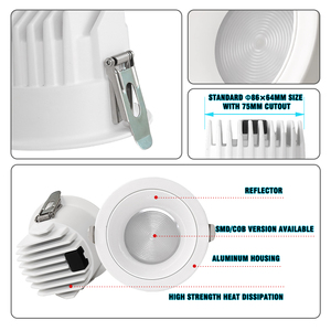 12W SMD COB Triac Regulable Smart Led Downlight CCT Ajustable Empotrable Cieling Spotlight Anti Glare Led Spot Down Light - Product Image 3