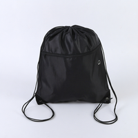 Sac à dos léger en polyester imperméable avec cordon de serrage, logo personnalisé, poche zippée, idéal pour la gym, les voyages et l'école