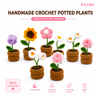 Mini aimant de réfrigérateur en crochet tricoté en forme de fleur en pot, ornement décoratif esthétique pour mini-réfrigérateur, cadeau