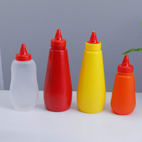 Bouteille de sauce en plastique HDPE de qualité alimentaire de 200 ml en forme de cylindre pour sauce tomate, mayonnaise, sauce chili, avec bouchon à visser et pompe à presser