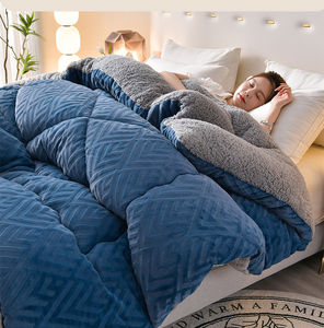 Couette <span class=keywords><strong>d</strong></span>'hiver réversible en polyester, épaisse et chaude, en velours de lait et polaire <span class=keywords><strong>d</strong></span>'agneau, couleur unie, patchwork, écologique, pour hôtel - Product Image 3