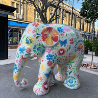 Sculpture d'éléphant 3D grandeur nature en résine colorée, modèle ange, pour jardin extérieur, style Pop Art, par un artiste contemporain
