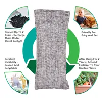 Lot de 10 sacs purificateurs d'air réutilisables en charbon de bambou solide, écologiques, absorbants les odeurs, 60g chacun, pour la maison, la voiture, les toilettes