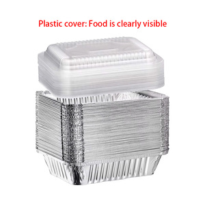 Barquette alimentaire rectangulaire jetable en aluminium argenté de qualité alimentaire 710 ml avec couvercle, pour plats à emporter, repas commerciaux, viande, légumes - Product Image 2