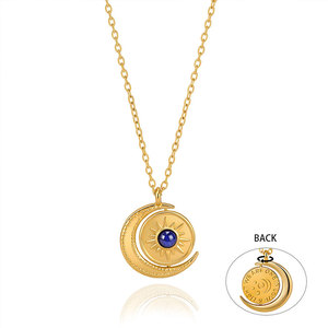 Collar Giratorio de Moda con Colgante de Sol y Luna, Chapado en Oro de 14k y 18k, de Acero Inoxidable 316, Resistente al Agua y al Deslustre, para Mujer - Product Image 5