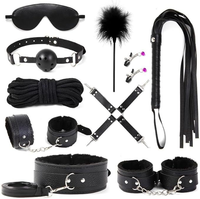 Vente en gros de 10 pièces/ensemble de jouets pour adultes, jeu SM Bondage, menottes, pince à mamelon, collier de fouet, kit de jouets érotiques pour les couples