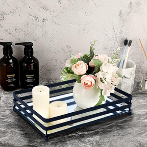 Décoration intérieure <span class=keywords><strong>Plateau</strong></span> de courtoisie rectangulaire en <span class=keywords><strong>verre</strong></span> <span class=keywords><strong>Plateau</strong></span> miroir vintage en métal <span class=keywords><strong>forgé</strong></span> - Product Image 2