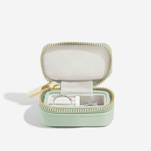 Boîte à bijoux portable en cuir avec fermeture éclair, mini boîte de rangement pour boucles d'oreilles et colliers, personnalisable avec logo - Product Image 3