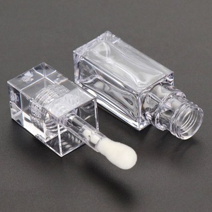 6.5ml Square <b>Clear</b> Empty Lip <b>Gloss</b> Wand Tube Container with Big Brush Head Cosmetic Packaging Custom Transparent Lipgloss Tubes - Product Image 5