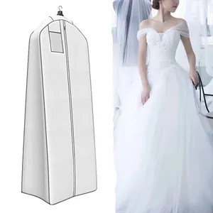 बड़े आकार ब्राइडल गाउन कपड़े कवर भंडारण रक्षा जेब विरोधी धूल Dustproof सांस सफेद परिधान ज़िप शादी की पोशाक बैग