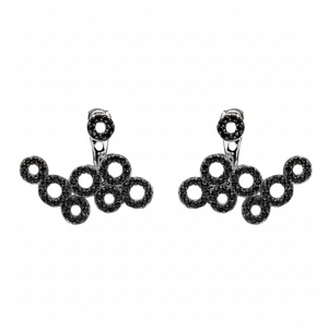 Black Zircon <b>Round</b> Design Geometric Stud Earrings Gold Plated 925 Sterling Silver Turkish Handmade Women's Jewelry - Product Image 2