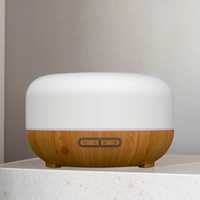 Diffuseur d'huiles essentielles ultrasonique électrique grande capacité 500 ml, humidificateur d'arômes à brume froide avec LED 7 couleurs et finition bois pour maison et hôtel