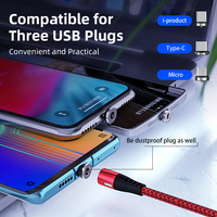 Accesorios para Teléfono, Cable Magnético 3 en 1 Compatible con Micro USB/Tipo-C/i-Product, Cable USB Magnético de Carga para Teléfono de 3.3 pies y 6.6 pies
