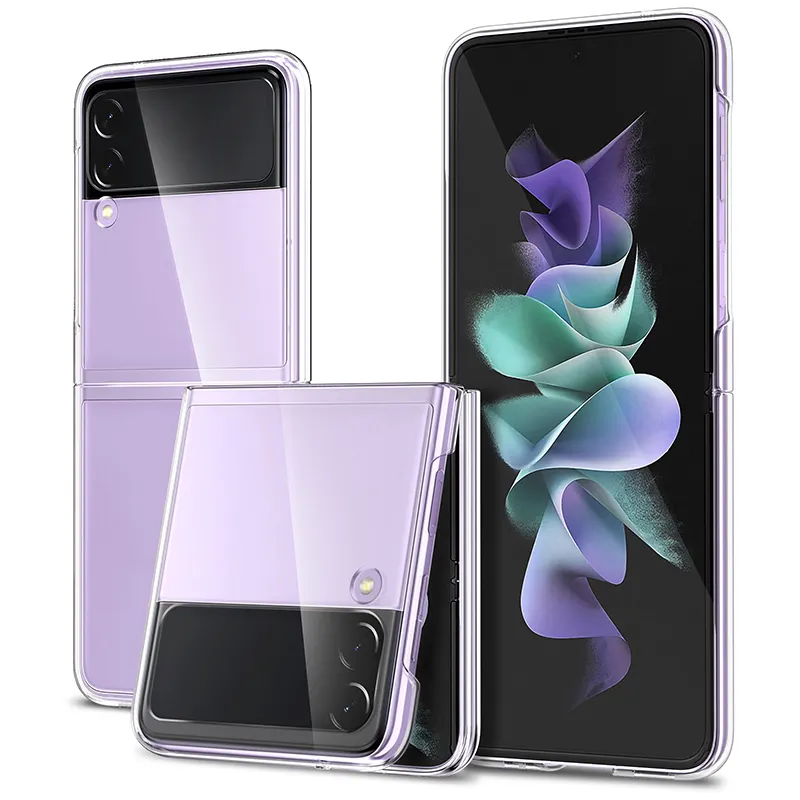 for Samsung Z flip 4 New arrival PC transparent shockproof case fashion clear phone back cover for Samsung galaxy Z flip 3