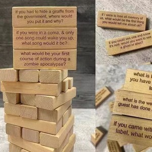 Jeu de Tour de Blocs en Bois Style Nordique avec 54 Pièces en Pin – Jeu de Société Interactif pour Fêtes de Bureau et Cadeaux - Product Image 4