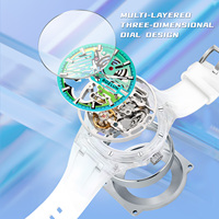 Reloj Mecánico Unisex SKMEI Bozlun BZ188, Movimiento Automático, Correa de Silicona, Caja Transparente de Acrílico, Resistente al Agua 3BAR, Deportivo