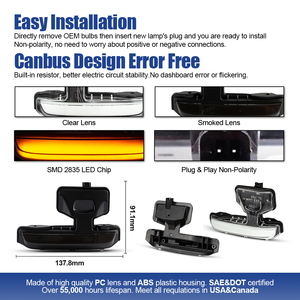 Luz de Señal de Giro <span class=keywords><strong>LED</strong></span> Dinámica con Lente Ahumada para Land Rover Defender 2019+, Intermitente Secuencial, Marcador Lateral - Product Image 3