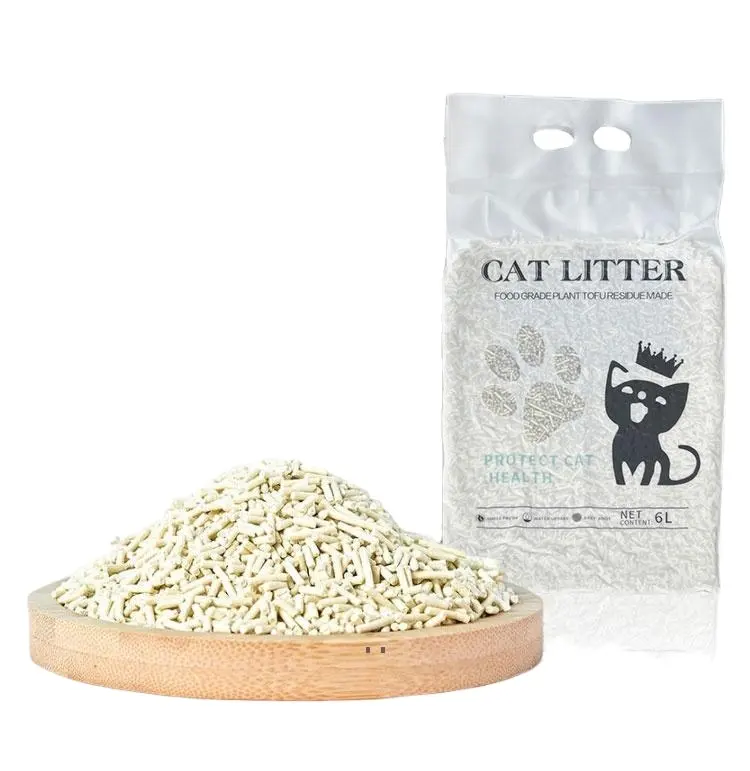 OEM Premium kolay temiz bitki kedi kumu çoklu kokuları 6L 1.5mm 2mm şerit şekli güçlü topaklanma Tofu kedi kumu