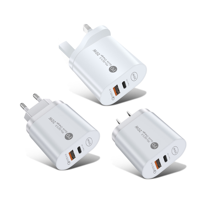New PD 20W Fast Charging Wall Charger for Mobile Phones EU US UK Adaptor 5V3A Type-C Multi Port Adapter Charging Head for iPhone