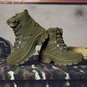 SF17 706 Outdoor Tactical <b>Hiking</b> <b>Boots</b> Men Waterproof High Top Lace Up All Seasons Green Canvas - Product Image 1