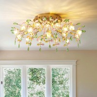 Lustre créatif à motifs fluides, design floral, or, luxe, plafonnier en cristal pour salon, mariage