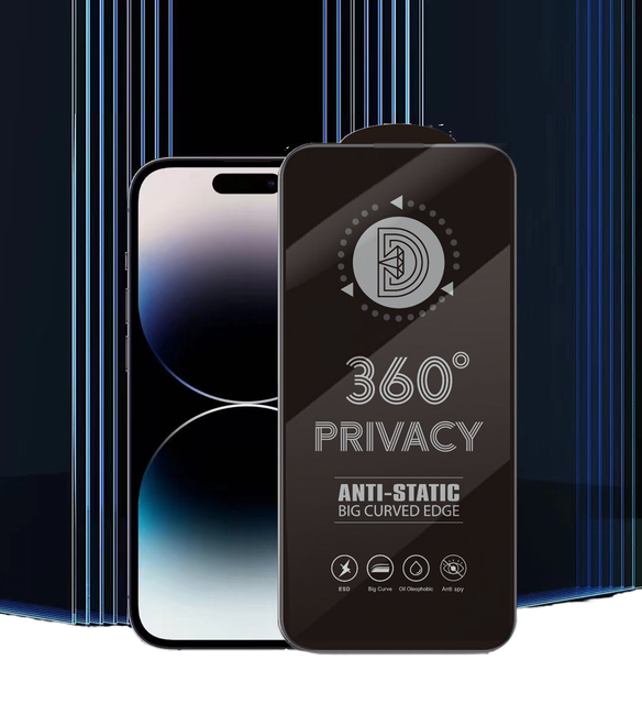 OG Super D 360 Privacy Tempered Glass ESD Full Screen Protector Film 9H for iPhone 17 Air 15 XS XR 11 12 13 14 Plus 16 Pro MAX
