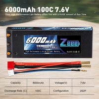 بطارية ليثيوم بوليمر Zeee HV 7.6 فولت 2S 6000 مللي أمبير في الساعة مناسبة لجميع المركبات بمقياس 1/10، مثل تراكساس سلاش، سلاش 4x4، بانديت، راستلر، وغيرها