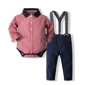 Conjuntos de Ropa de Diseño de Moda para Niños Recién Nacidos, Camisas Largas para Niños, Pantalones Vaqueros con Tirantes, Conjuntos al por Mayor - Product Image 1