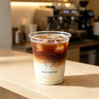 Gobelets jetables en PET transparents de 90 mm avec logo personnalisé, gobelets à café en plastique épais pour thé au lait, cocktails, limonade, 12/14/16/20/24 oz