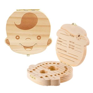 Caja de Madera Jiazhilin para Dientes de Leche con Almacenamiento para Cabello, Diseño Creativo para Recuerdos de Bebé - Product Image 1