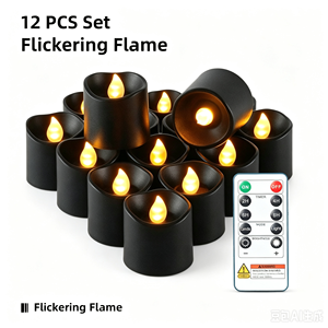 Lot de 12 bougies pilier <span class=keywords><strong>LED</strong></span> 3D flamme artificielle faites à la main, coque en plastique, télécommande, minuterie, alimentées par piles, pour décoration intérieure et événements - Product Image 4