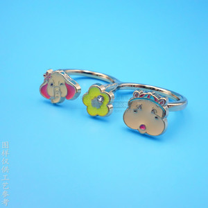 Cartoon Metal <b>Rings</b> Alloy <b>Childrens</b> Jewelry Gift Gold Color Drip Animal Pattern - Product Image 3