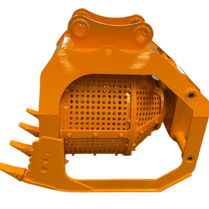 Godet de criblage rotatif 3CX pour pelle hydraulique avec différentes tailles de tamis - Product Image 1