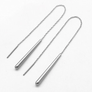 yunnique Minimalist <b>Titanium</b> Steel Drop Earrings Geometric Design Long <b>Chain</b> Earrings For Women Fashion Jewelry - Product Image 1