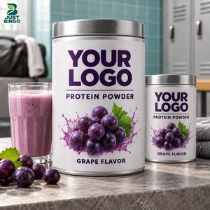 Poudre de protéines en pots à large ouverture, fournisseur OEM avec étiquettes et saveurs personnalisées - Product Image 1