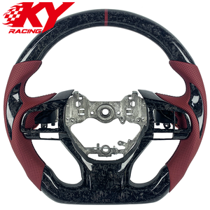 Volante personalizado de fibra de carbono forjada en color rojo intenso con cuero para Lexus RX RX200T RX300 RX350 GS GS450H GS350 GSF F-Sport - Product Image 1