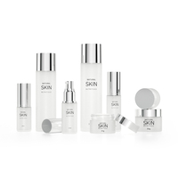 Bouteille en verre cosmétique de luxe givrée ronde verte Toner Essence sérum Lotion crème cosmétique avec pompe