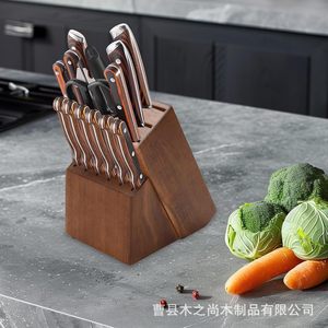 Bloc à couteaux en bois Huiji, support de rangement pour couteaux en bois massif, support de couteaux de cuisine pour la cuisine et la pâtisserie - Product Image 3