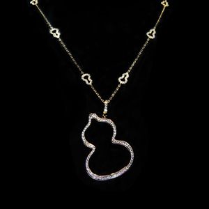 FYXL1315 Fully Zircon-Encrusted Plant Design Luxury Gold Plated Gourd Clavicle Necklace for <b>Party</b> Occasions - Product Image 1