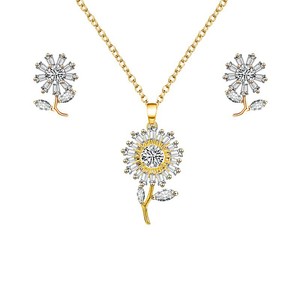 Parure de bijoux en cuivre nacré brillant, motif floral, sertissage griffe, pour usage quotidien, bijoux raffinés - Product Image 5