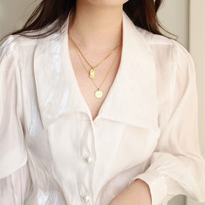 2023 Hip Hop Piring Matahari Bulan Warna Emas Hadiah Kalung Liontin Wanita Stainless Steel Perhiasan Tahan Air Vendor - Product Image 4