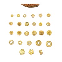 Manik-manik Spacer Vintage Berlapis Emas 18K F54 Brass, Bertekstur Bunga, untuk Pembuatan Perhiasan DIY Gelang Kalung