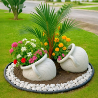 Vase de luxe en fibro-ciment, pots de jardin extra-larges en FRP, jardinières de grande taille pour l'extérieur