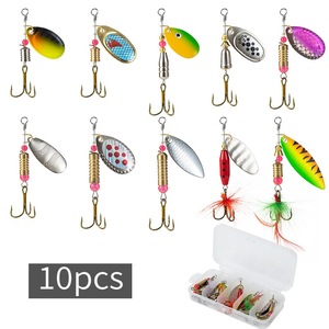Lot de 10 leurres de pêche artificiels en métal, type cuillère, spinnerbait, wobbler, 3g-7g, avec boîte offerte - Product Image 4