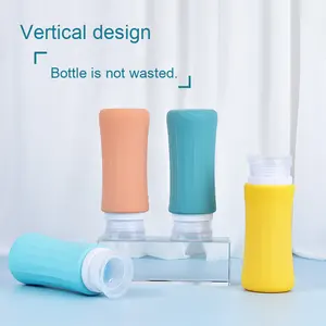 Juego de subbotellas de silicona con patrón vertical Almacenamiento de viaje reutilizable invertido para cosméticos japoneses Organizadores de maquillaje - Product Image 3