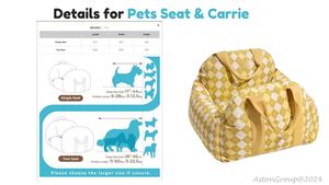 Cama y transportador de asiento de coche para perros de viaje amarillo Camas cómodas para mascotas para On-the-Go Adventures <span class=keywords><strong>M</strong></span> - Product Image 2