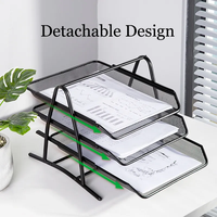 Mesh Collection Apilable File Holder Organizador de escritorio negro Bandeja de papel con organizador de archivos de escritorio de 3 niveles