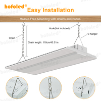 Lampe LED linéaire haute baie suspendue au plafond, anti-éblouissement, givrée, 100-277Vac, garantie 5 ans, pour atelier