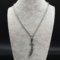 Pendentifs personnalisés en acier inoxydable avec calligraphie islamique arabe Zulfikar, bijoux de mode raffinés, colliers pour hommes